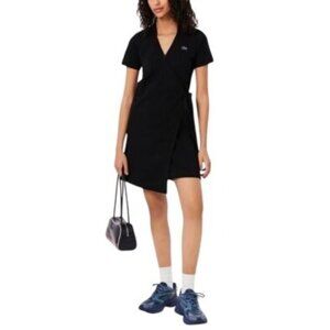NWT Lacoste Polo Wrap Mini Dress Slim Fit Black EU 36 MSRP $165